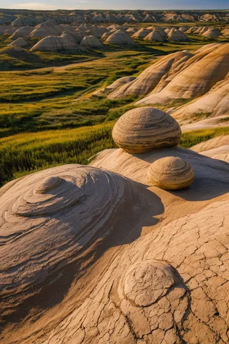 Cannon Ball Concretions in the badlands, Theodore Roosevelt National Park, North Dakota.,badlands national park,colorado sand dunes,sandstone rocks,fossil dunes,badlands,united states national park,du