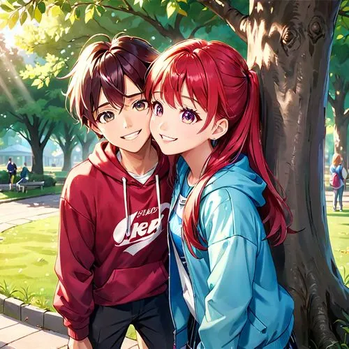 After another long day of practice, Cherry steps outside, her heart racing with excitement and nervousness. Waiting for her is her best friend, Ken, leaning against a tree with a wide smile. He’s alwa