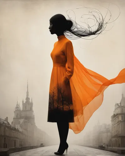 orange robes,woman walking,girl walking away,woman silhouette,girl in a long dress,orange blossom,women silhouettes,girl in a historic way,little girl in wind,mystical portrait of a girl,photo manipulation,flamenco,fashion illustration,saffron,photomanipulation,orange scent,yellow orange,orange rose,woman thinking,false saffron,Photography,General,Natural