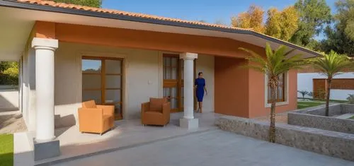 UNA CASA ESTILO MEXICANO, UBICADA EN UN ENTORNO CAMPIRANO, CON COLUMNAS CIRCULARES DEE CONCRETO, ARQUITECTURA MEXICANA REGIONAL, ELEMENTOS DE LA ARQUITECTURA HACENDARIA DE MEXICO, DEL ESTADO DE PUEBLA