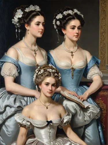 maidservants,noblewomen,countesses,foundresses,duchesses,marquises,batoni,polygyny,the three graces,companias,deaconesses,maids,consorts,maidens,bosoms,chambermaids,delatour,temptresses,elizabethans,dressmakers,Art,Classical Oil Painting,Classical Oil Painting 02