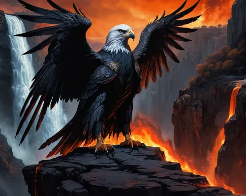 imperial eagle,eagle illustration,black raven,gryphon,king of the ravens,corvidae,corvus,eagle,of prey eagle,african eagle,american bald eagle,bald eagle,death angel,heroic fantasy,eagles,gray eagle,black vulture,bird of prey,dark angel,vulture,Illustration,Realistic Fantasy,Realistic Fantasy 46