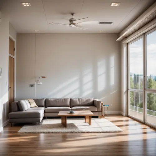 daylighting,contemporary decor,home interior,modern decor,electrochromic,modern room,ceiling fan,interior modern design,hardwood floors,ceiling lighting,halogen spotlights,concrete ceiling,interior decor,window blinds,stucco ceiling,livingroom,modern minimalist lounge,living room,smart home,bonus room