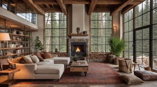 the cabin in the mountains,fire place,fireplaces,luxury home interior,house in the mountains,log home,loft,alpine style,living room,modern living room,interior design,family room,interior modern design,wooden beams,log cabin,fireplace,house in mountains,livingroom,mid century modern,beautiful home,Photography,General,Realistic