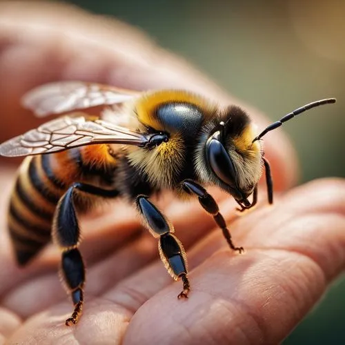 miniaturowy pszczoła na dłoni,giant bumblebee hover fly,western honey bee,wild bee,bee,silk bee,drone bee,fur bee,hommel,honeybee,bee friend,honey bee,bee pollen,apis mellifera,beekeeping,bumblebee fl