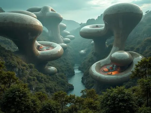 mushroom landscape,mushroom island,floating islands,alien world,cloud mushroom,fantasy landscape,floating island,collybia,tree mushroom,futuristic landscape,alien planet,mushrooms,3d fantasy,forest mushroom,brown mushrooms,swampy landscape,forest mushrooms,terraforming,cartoon forest,conocybe