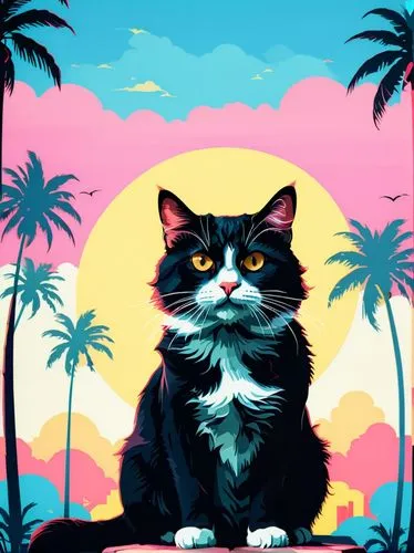 cat vector,cat on a blue background,tropics,luau,vector illustration,aloha,retro background,cartoon cat,portrait background,vector art,summer background,tropical,cat portrait,pop art background,pet portrait,tropical house,kona,popart,maui,miami,Photography,General,Realistic