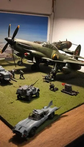 Show me a big diorama with several Airfix  1/24 aircraft plastic models on it,troszyn,wirraways,airfields,diorama,airfix,airfield,elvington,soesterberg,fliegerkorps,wirraway,stuka,spitfires,warbirds,t