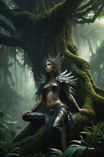 dryad,niobe,warrior woman,amazonian,fantasy picture,anakara,dark elf,maliana,female warrior,natura,dryads,fantasy art,the enchantress,enchantress,ororo,vodun,shamanic,akasha,kahlan,amazonas,Conceptual Art,Fantasy,Fantasy 11