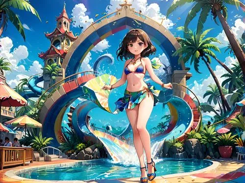 sanya,summer background,alisjahbana,mermaid background,haruhi,ocean paradise,Anime,Anime,Traditional