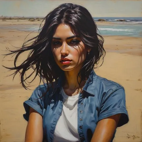 I am enough,donsky,jeanneney,mousseau,heatherley,girl on the dune,abdellatif,stamatis,mcenaney,lacombe,oil painting,dmitriev,girl portrait,nestruev,palizzi,farrant,pittura,yuriev,windblown,heslov,oil 