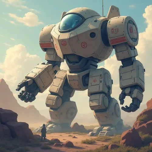 Big Robots 🤖🏔,a giant robot with it's legs out near a hill,battletech,hawken,mech,mecha,tankor,bastion