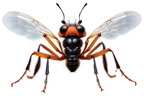 Ant, microscopic, solo, tiny mandible, compound eyes, exoskeleton body, segmented abdomen, thin legs, antennae, shiny black carapace, translucent wings, macro photography, high contrast lighting, dark