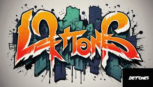 Create a gritty and intense Deftones logo inspired by urban graffiti and street art.,cd cover,graffiti splatter,graffiti art,vector graphic,artus,grafitty,abstract cartoon art,artmatic,fire logo,artif