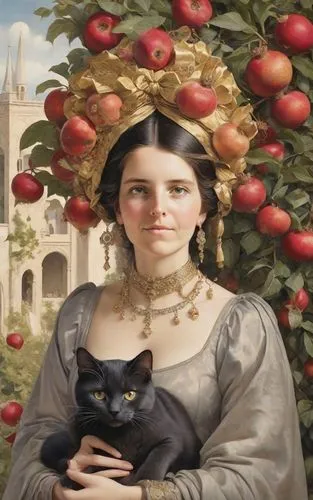 woman eating apple,girl picking apples,palmerston,woman holding pie,perugini,pomegranates