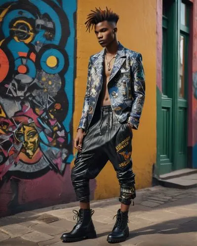 street fashion,novelist,patterned,euro cent,stylograph,man's fashion,fashion street,patchwork,fashionista,men's wear,chequered,a black man on a suit,abel,eccentric,blue checkered,punk,full length,acronym,checkered background,tartan colors,Photography,General,Fantasy