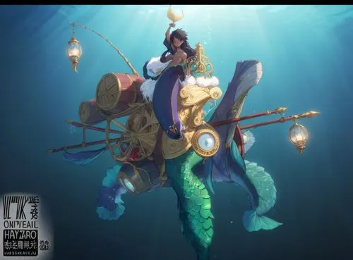 dark male mermaid,a digital artwork of a woman sitting on top of an octo,god of the sea,sea god,amphitrite,poseidon,the sea maid,scylla,Anime,Anime,Traditional