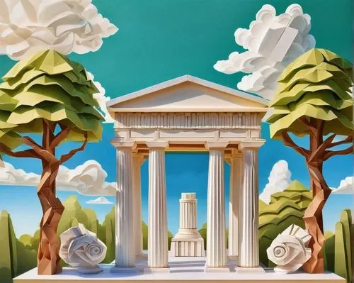 zappeion,neoclassicism,greek temple,doric columns,neoclassicist,neoclassical,artemis temple,marble palace,classicist,temple of diana,roman temple,triomphe,amphipolis,classicism,classical antiquity,doric,neoclassic,pillars,three pillars,halicarnassus,Unique,Paper Cuts,Paper Cuts 02