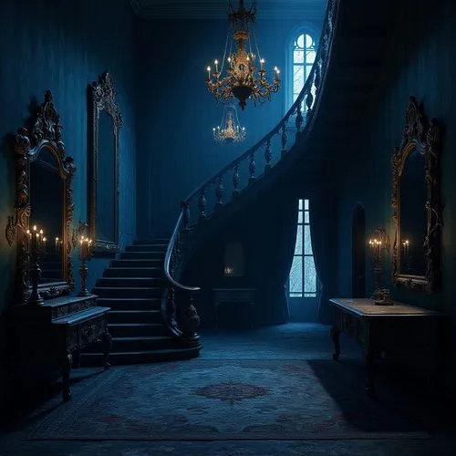 staircase,hallway,ornate room,blue room,victorian,victorian room,stairway,upstairs,stairwell,staircases,outside staircase,stairs,hall of the fallen,baroque,stair,victorian style,chateauesque,the threshold of the house,entrance hall,ornate,Photography,General,Realistic