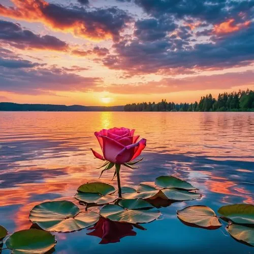 flower in sunset,lotus on pond,water lotus,seerose,pink water lilies,water rose,red water lily,pond flower,pink water lily,lotuses,incredible sunset over the lake,water flower,flower water,sacred lotus,lotus flowers,lotus,landscape rose,beautiful lake,lotus flower,lotus blossom,Photography,General,Realistic