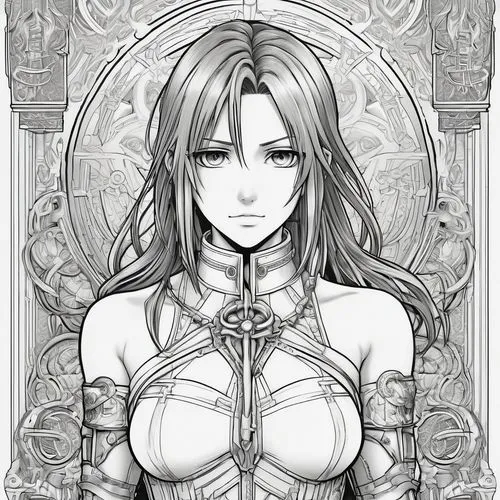 aerith,kuchel,priestess,sephiroth,estess,guanyin,Illustration,Black and White,Black and White 03