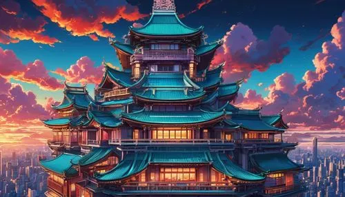 asian architecture,pagodas,imagawa,temples,tsuneo,yamatai,imaginasian,fantasy city,tokyo,kabukiman,tatsuma,japan,kyoto,beautiful wallpaper,dragon palace hotel,jinchuan,dalixia,kinkade,samsung wallpaper,tokyo city,Conceptual Art,Fantasy,Fantasy 22