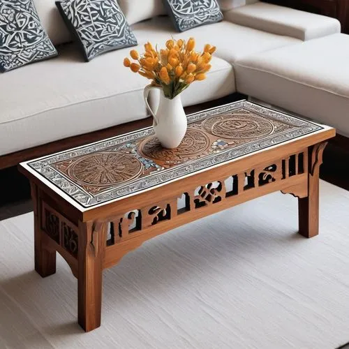 moroccan pattern,coffee table,coffeetable,patterned wood decoration,wooden table,antique table,Unique,Design,Sticker