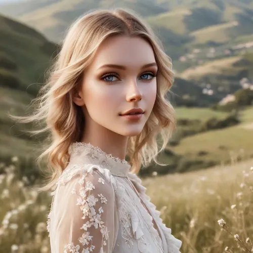 smilng happy jeans on mountain path,pale,elegant,jessamine,elsa,enchanting,natural cosmetic,romantic look,romantic portrait,elegance,angelic,bridal veil,natural color,model beauty,dahlia white-green,b