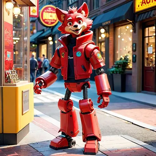 red cat,mascotech,toy store,the red fox,animatronic,hammond,rocket raccoon,redcat,toyfare,cliffjumper,redfox,3d render,foxtrax,robicheaux,toysmart,toymax,mmc,robonaut,3d rendered,alleycat,Anime,Anime,Cartoon