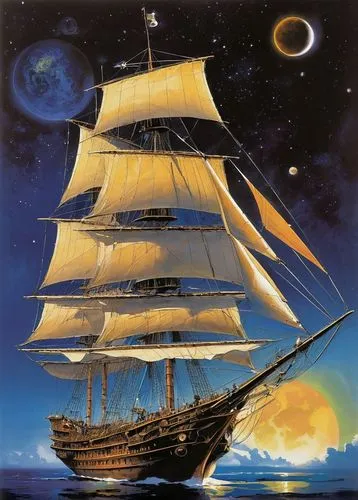 sail ship,sailing ship,tallship,sea sailing ship,barquentine,sailing ships,galleon ship,full-rigged ship,caravel,three masted sailing ship,windjammer,sailing vessel,tall ship,galleon,inflation of sail,three masted,sea fantasy,star ship,friendship sloop,sails,Illustration,Realistic Fantasy,Realistic Fantasy 06