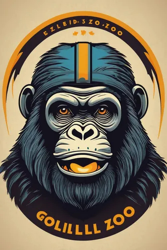 Create a playful gorilla logo for a children's zoo.,gorilla,mandrill,gorilla soldier,colobus,chimp,chimpanzee,primate,animal icons,ccc animals,colluricincla harmonica,primates,adobe illustrator,cougno