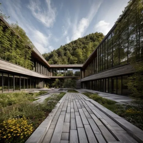 eco hotel,archidaily,hahnenfu greenhouse,building valley,timber house,mirror house,wooden construction,wooden bridge,japanese architecture,cubic house,forest workplace,eco-construction,ski facility,wo