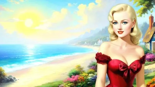 cartoon video game background,connie stevens - female,beach background,marylin monroe,valentine day's pin up,background image