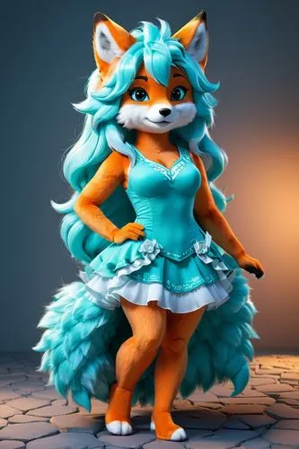 monicagate,3d render,3d rendered,furgal,sulfurated,foxxy,carmelita,furta,3d model,3d figure,chua,garrison,anthro,pom,atunyote,dorante,outfox,foxl,cute fox,mozilla,Unique,3D,3D Character