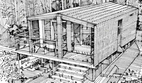 house drawing,japanese architecture,wireframe graphics,cubic house,isometric,wireframe,kirrarchitecture,shipping container,archidaily,shipping containers,building construction,eco-construction,chinese