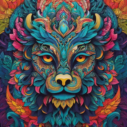 tribal bull,barong,tribal,psychedelic art,bison,pachamama,taurus,lion,mandala,vector illustration,forest king lion,zodiac sign leo,fire mandala,lion head,kaleidoscope art,lsd,zodiac,garuda,the zodiac sign taurus,tapestry,Photography,Fashion Photography,Fashion Photography 17