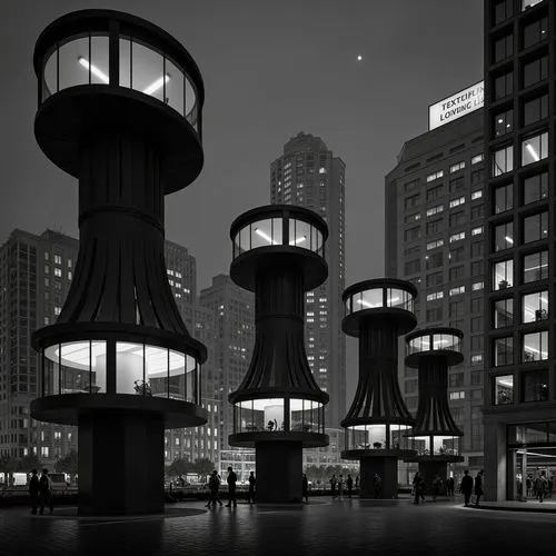 arcology,futuristic architecture,urban towers,streetlamps,luminaires,street lamps,robarts,mvrdv,urbanworld,skyways,bollards,cube stilt houses,sky space concept,3d rendering,city corner,islamic lamps,pedestrian lights,urban design,unbuilt,sketchup