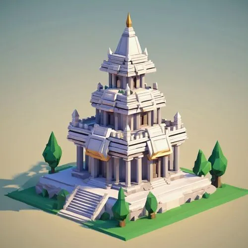 Low Poly,stone pagoda,chortens,voxel,stupa,lowpoly,vimana,step pyramid,ziggurat,basil's cathedral,besiege,3d render,temple,3d model,white temple,stupas,voxels,ancient city,tikal,stone pyramid,isometri