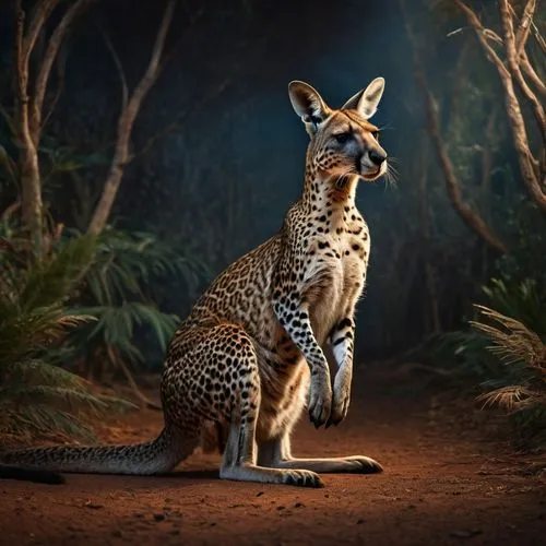 身上有花豹花紋的袋鼠,豹紋新物種,servals,babiker,wallabi,wallaby,rednecked wallaby,kangas,Photography,General,Fantasy