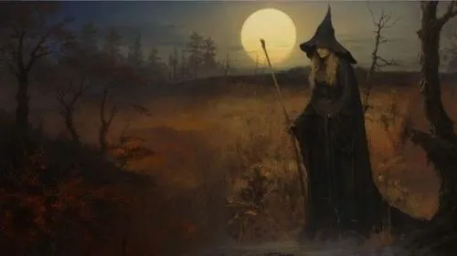 there is a painting that looks like a wizard,samhain,moonsorrow,hecate,norns,the night of kupala,hekate