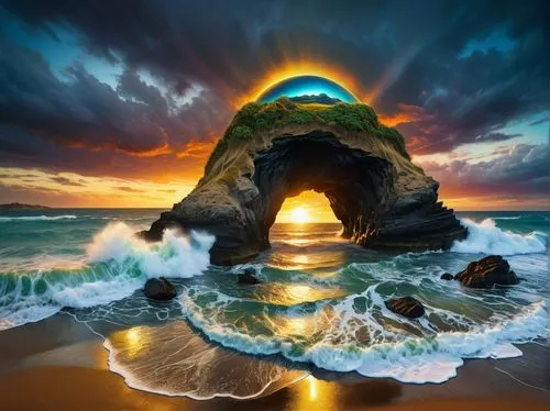 natural arch,rock arch,aphrodite's rock,portals,windows wallpaper,ocean paradise,Photography,General,Fantasy