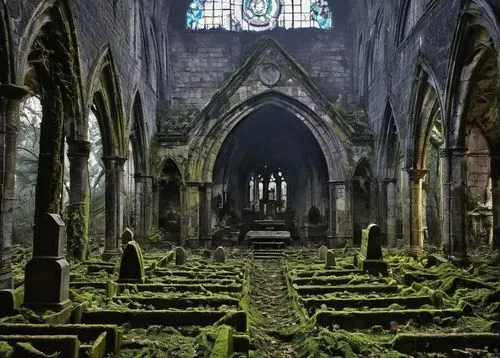 haunted cathedral,hall of the fallen,sunken church,sanctuary,st patrick's,forest chapel,aisle,holy places,the black church,gothic architecture,crypt,ruin,all saints,north churches,gothic church,pilgrimage,celtic cross,lost place,blood church,cloister,Art,Artistic Painting,Artistic Painting 29