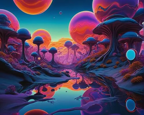 mushroom landscape,alien planet,alien world,futuristic landscape,acid lake,panoramical,fantasy landscape,mushroom island,planets,spheres,lagoon,psychedelic art,planet,lunar landscape,planet alien sky,gas planet,ice planet,cellular,colorful balloons,cartoon forest,Photography,Black and white photography,Black and White Photography 14