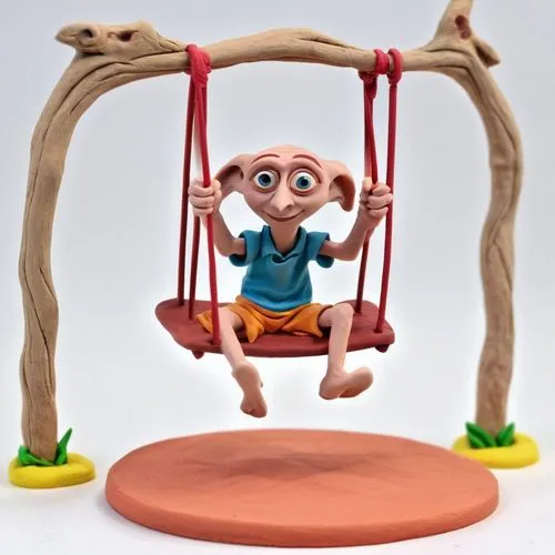 wooden swing,swingset,swing set,wooden toy,empty swing,cheburashka,Unique,3D,Clay