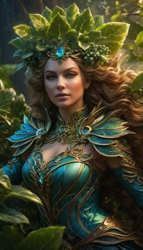 the enchantress,fantasy woman,fantasy portrait,background ivy,artemisia,celtic queen,ivy,flora,dryad,elven,blue enchantress,fantasia,moana,fantasy picture,aquaman,fae,full hd wallpaper,rusalka,hula,cg artwork,Photography,General,Fantasy