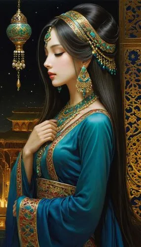 sheherazade,persia,mervat,rem in arabian nights,scheherazade,khayyam,Illustration,Realistic Fantasy,Realistic Fantasy 08