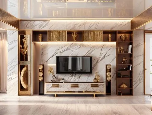 luxury home interior,entertainment center,luxury bathroom,gold wall,interior modern design,interior design,cabinetry,modern decor,contemporary decor,tv cabinet,art deco,interior decoration,fireplace,fire place,art deco background,room divider,penthouse apartment,kitchen design,armoire,modern living room