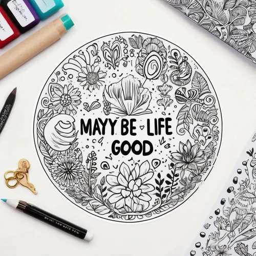 good vibes word art,mandala flower illustration,mandala illustration,mandala background,mandala illustrations,decorative rubber stamp,mandala flower drawing,coloring page,mandala drawing,wood daisy background,floral doodles,decorative plate,mandala art,may,wall sticker,coloring book for adults,flower line art,coloring picture,coloring for adults,hand lettering,Unique,Design,Sticker