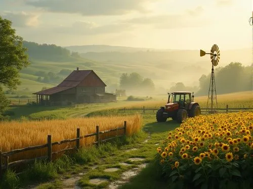 farm landscape,rural landscape,farm background,countryside,bucolic,agricultural scene,meadow landscape,farm tractor,farm,rural,yellow grass,country side,hayfields,grassfields,farmstand,farms,farmland,agriculture,the farm,wheatfield,Photography,General,Realistic