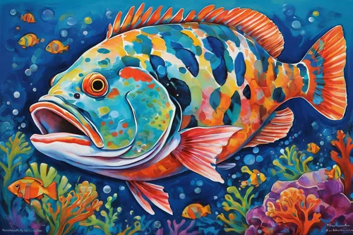 ornamental fish,koi fish,fish in water,blue stripe fish,triggerfish-clown,koi carp,beautiful fish,coral reef fish,piranha,aquarium decor,koi,blue fish,coelacanth,tropical fish,underwater fish,cichlid,barramundi,fish,fish pictures,napoleon fish,Illustration,Abstract Fantasy,Abstract Fantasy 13